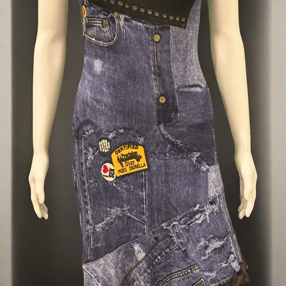 Dior Blue Patchwork Denim Dress